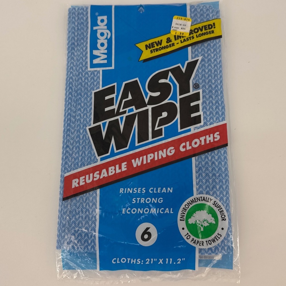 Magla Vintage 2002 Easy Wipe Reusable Wiping Cloths 6 Pack Blue 21x11.2